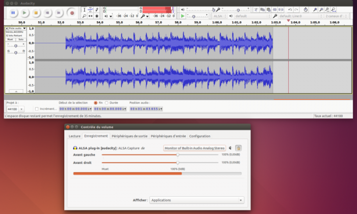 Audacity+Pavucontrol/Enregistrement Audacity+Pavucontrol/Enregistrement