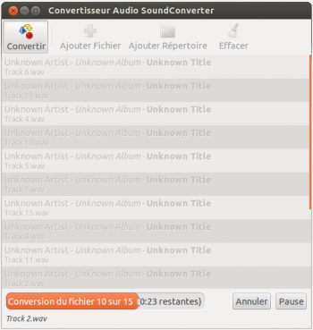 Capture d'écran Sound converter sous Ubuntu 12.04 Capture d'écran Sound converter sous Ubuntu 12.04