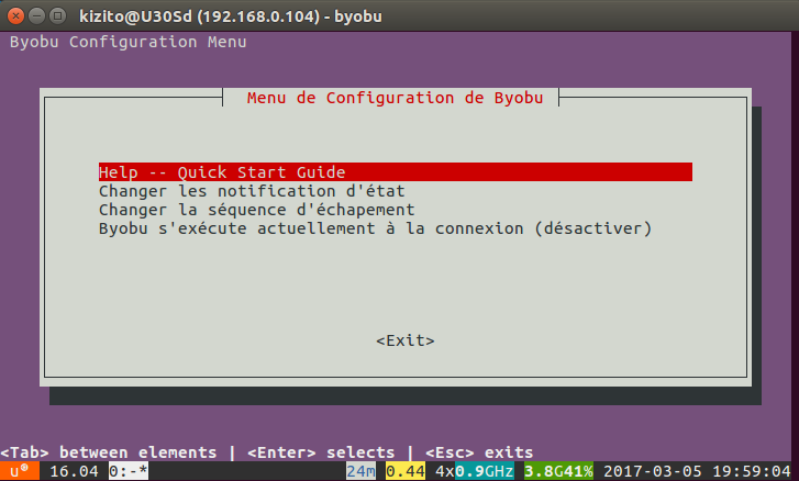 Le menu obtenu avec la touche F9 Le menu obtenu avec la touche F9
