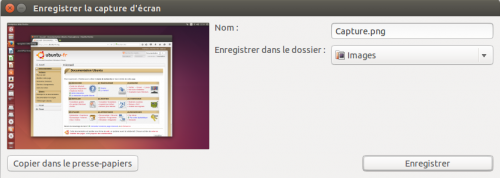 Capture de l'écran entier avec Gnome Screenshot