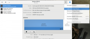 Menu de création de l'image de clonage disque Menu de création de l'image de clonage disque
