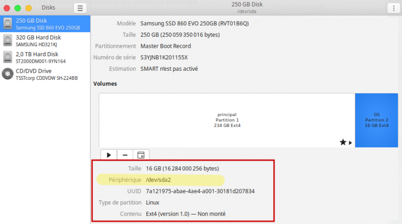 Info sur une partition Info sur une partition