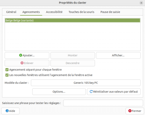Agencement clavier Agencement clavier