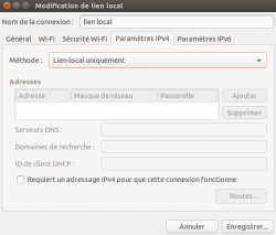 Configuration d'une connexion de type lien-local Configuration d'une connexion de type lien-local