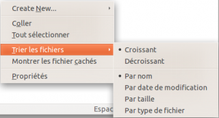 croissant, décroissant, par nom, par date, par taille, par type croissant, décroissant, par nom, par date, par taille, par type