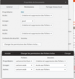 Modifier permissions éléments inclus Modifier permissions éléments inclus