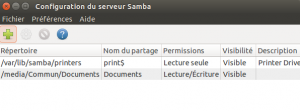 L'utilitaire Configuration du serveur Samba L'utilitaire Configuration du serveur Samba