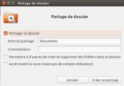 Partage utilisateur pour un dossier "Public" Partage utilisateur pour un dossier "Public"