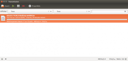 L'interface de Transmission sous Ubuntu 15.10 L'interface de Transmission sous Ubuntu 15.10