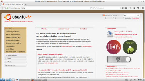 Page d'accueil d'ubuntu-fr.org dans Firefox Page d'accueil d'ubuntu-fr.org dans Firefox