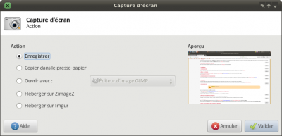 Fenêtre pour la capture d'écran sous Xubuntu 16.04 (cliquer pour agrandir) Fenêtre pour la capture d'écran sous Xubuntu 16.04 (cliquer pour agrandir)